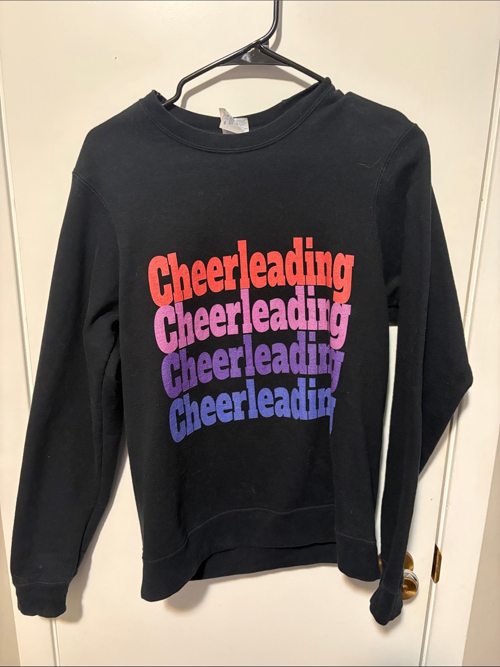 Black Sweatshirt with Gradient "Cheerleading" Print